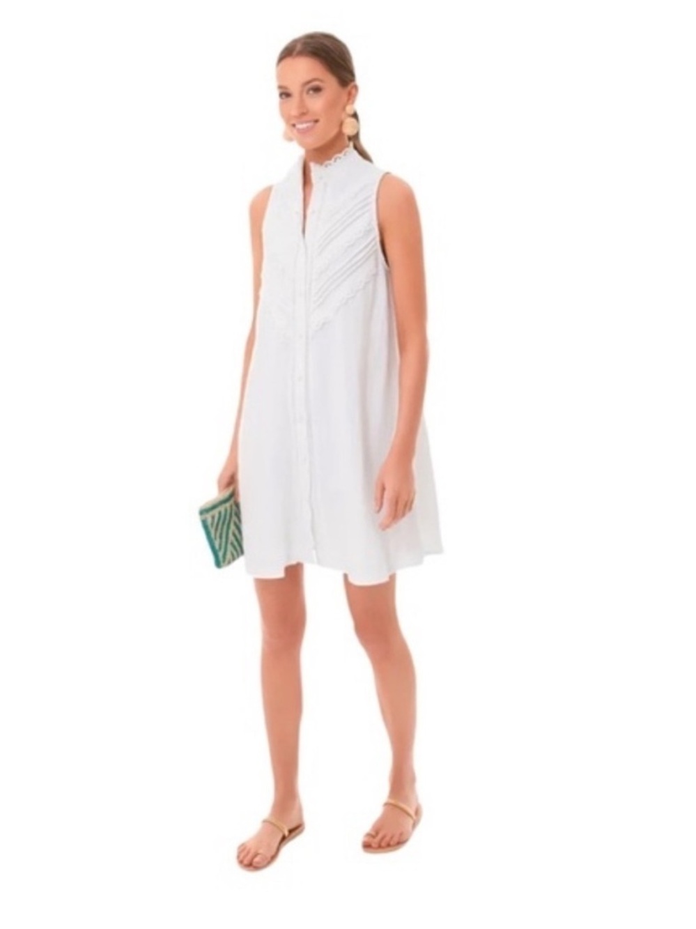 Tuckernuck Pomander Place White Dutton Dress Button Front Shirt Dress eyelet  M